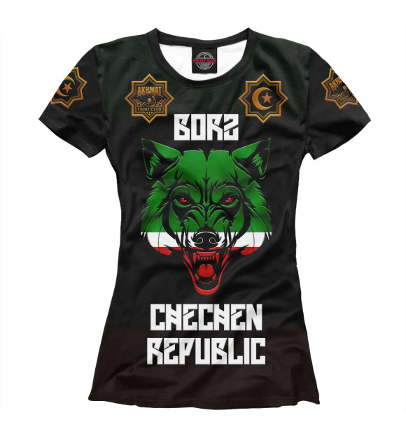 Футболка для девочек с изображением Borz Akhmat Fight Club цвета Белый