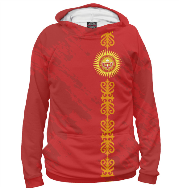 Мужское худи с изображением Киргизия цвета Белый