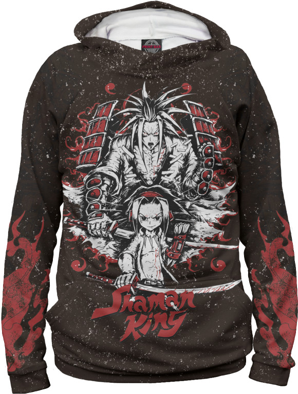 Мужское худи с изображением Шаман Кинг цвета Белый