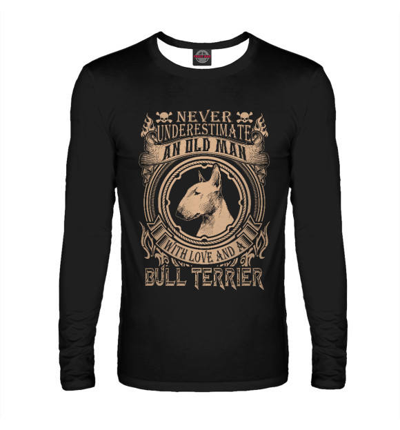 Мужской лонгслив с изображением Love Bull Terrier цвета Белый