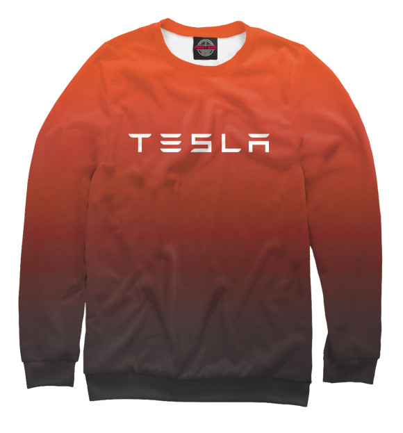 Мужской свитшот с изображением Tesla цвета Белый