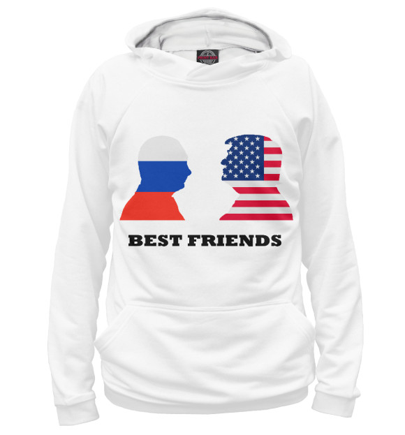 Мужское худи с изображением Best Friends цвета Белый