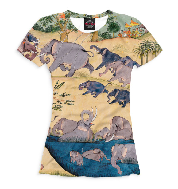 Футболка для девочек с изображением Слоны цвета Белый
