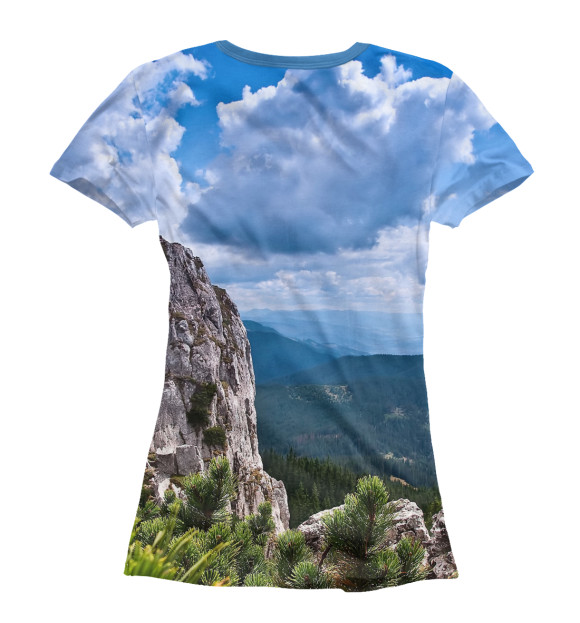 Женская футболка с изображением скалы и небо цвета Белый