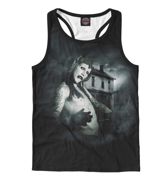 Мужская майка-борцовка с изображением Marilyn Manson цвета Белый