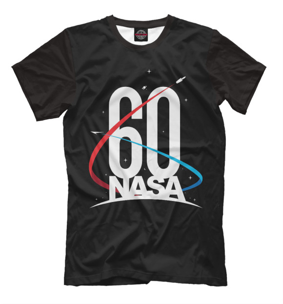 Мужская футболка с изображением NASA 60 лет цвета Черный