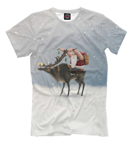 

Футболки Print Bar, Бежевый, Дед Мороз-байкер