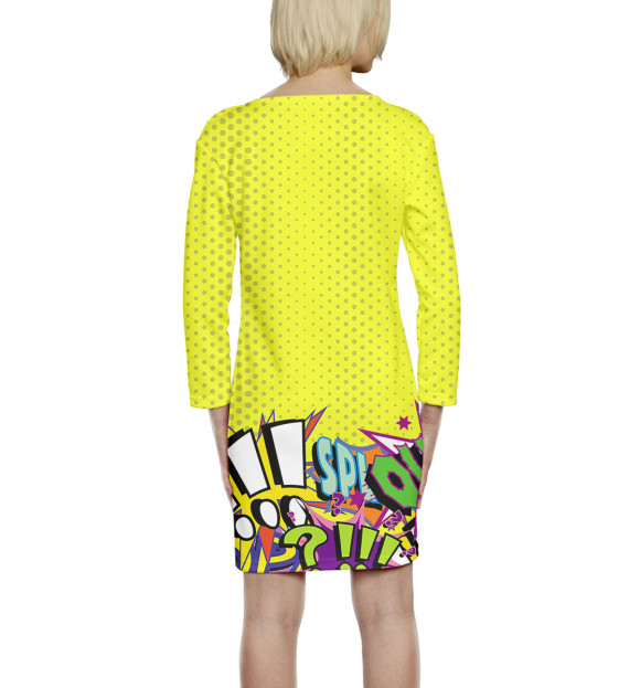 Платье с рукавом с изображением Поп-арт цвета Белый