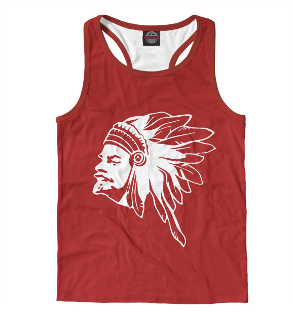 Мужская майка-борцовка с изображением Вождь цвета Белый