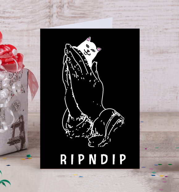 Открытка с изображением Кот - RIPNDIP цвета Белый