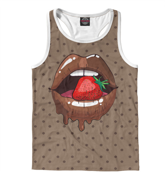 Мужская майка-борцовка с изображением Шоколадные губы цвета Белый