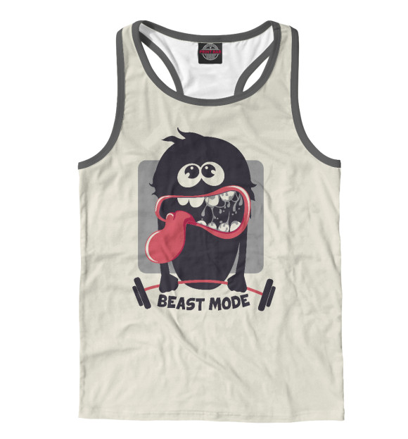 Мужская майка-борцовка с притом Режим зверя цвета Белый Мужская майка-борцовка с изображением Режим зверя цвета Белый