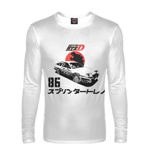 Мужской лонгслив с изображением Initial D Хачироку цвета Белый