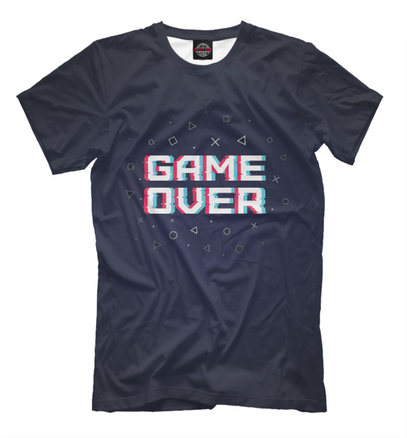 Мужская футболка с изображением Game over цвета Белый