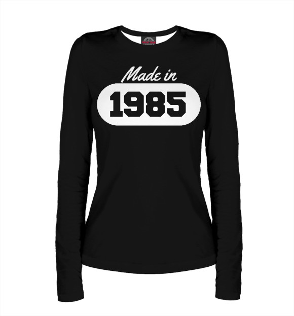 Женский лонгслив с изображением Сделано в 1985 цвета Белый