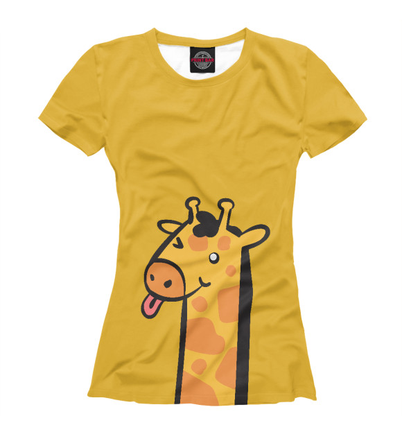 Футболка для девочек с изображением Весёлый жираф цвета Белый