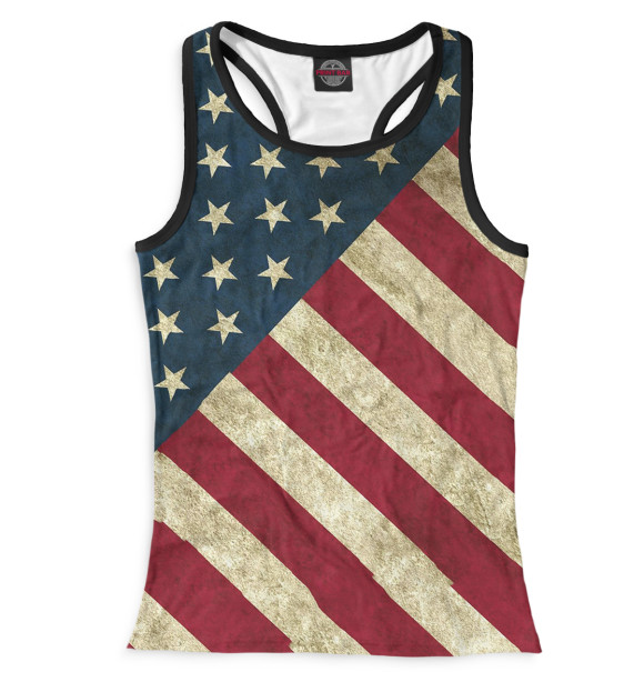 Женская майка-борцовка с изображением Флаг США цвета Белый