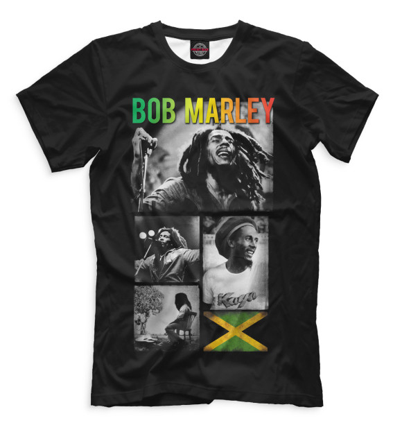 Мужская футболка с изображением Bob Marley цвета Черный