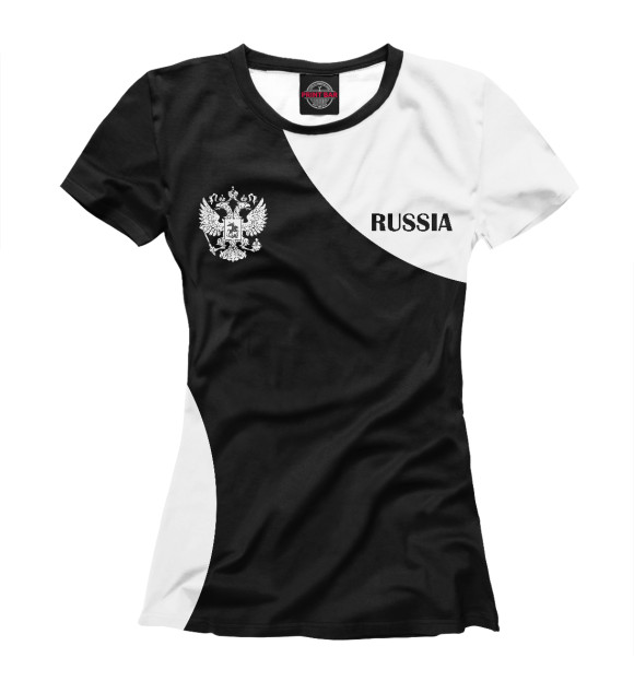 Футболка для девочек с изображением Russia Black&White цвета Белый