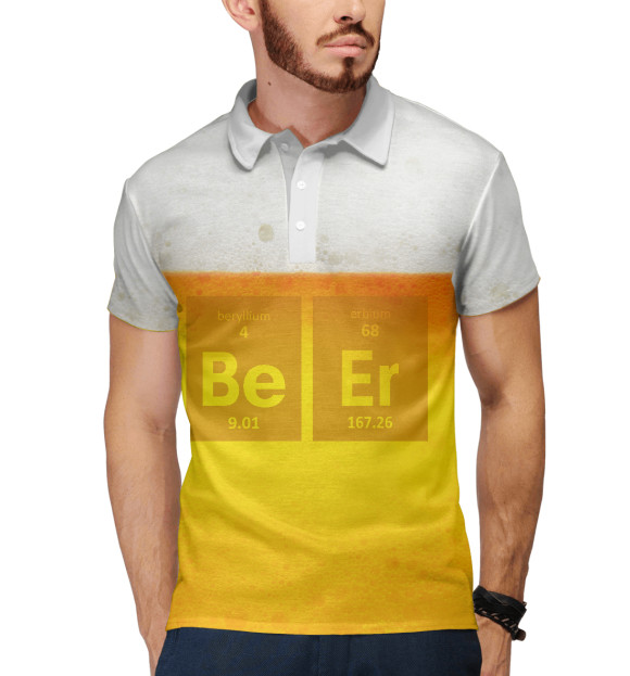 Мужское поло с притом Beer цвета Белый Мужское поло с изображением Beer цвета Белый