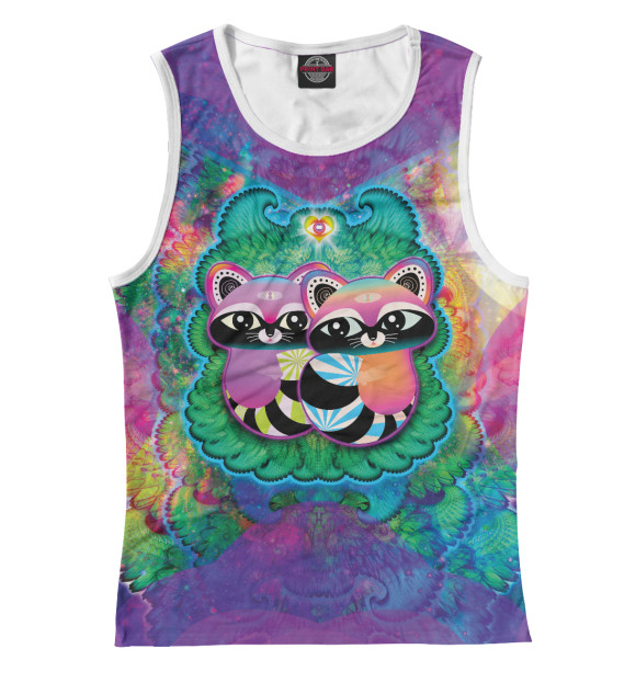 Женская майка с изображением Racoons Inlove цвета Белый