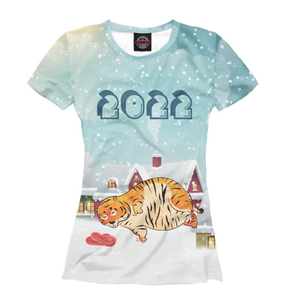 Женская футболка с изображением Ленивый тигр цвета Белый