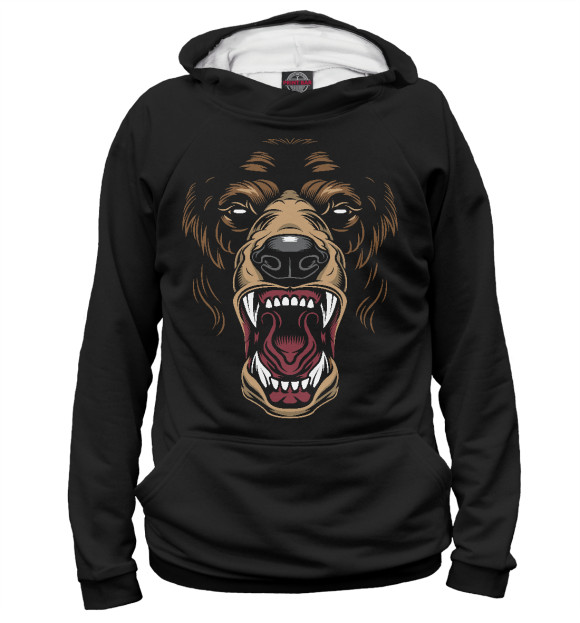 Мужское худи с изображением Angry bear цвета Белый