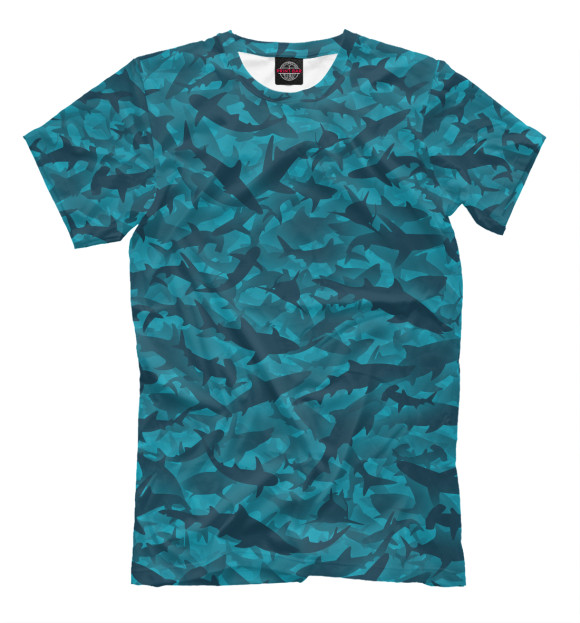 Мужская футболка с изображением Акулы цвета Грязно-голубой
