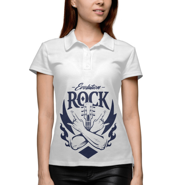 Женское поло с изображением Rock цвета Белый