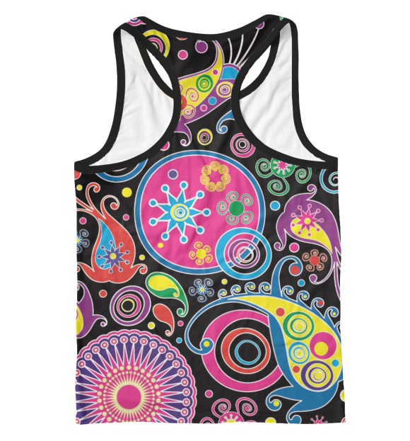 Мужская майка-борцовка с изображением Психоделический МикроКосмос цвета Белый