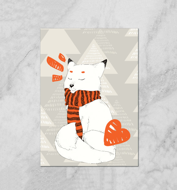 Плакат с изображением Cute Fox цвета Белый