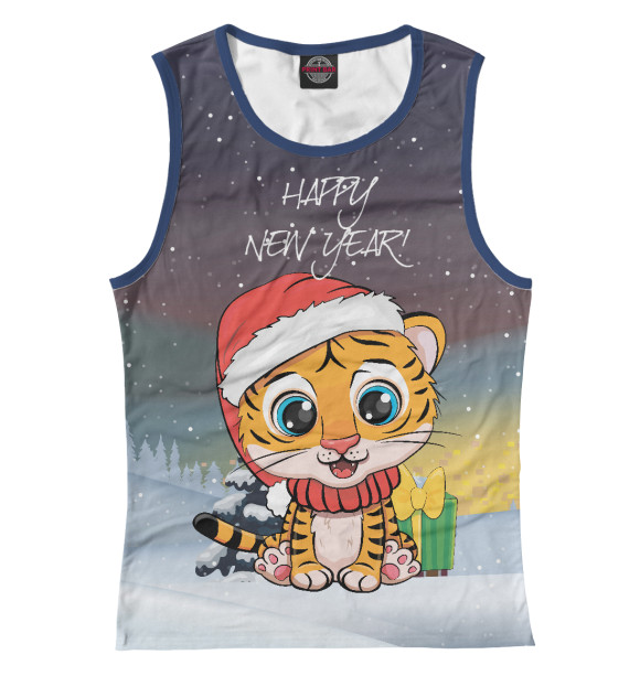Майка для девочки с изображением Happy New Year! Тигренок цвета Белый