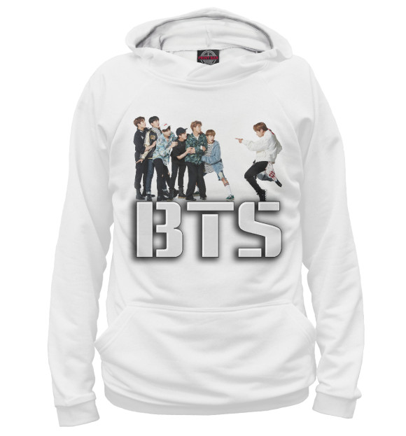 Мужское худи с изображением BTS цвета Белый