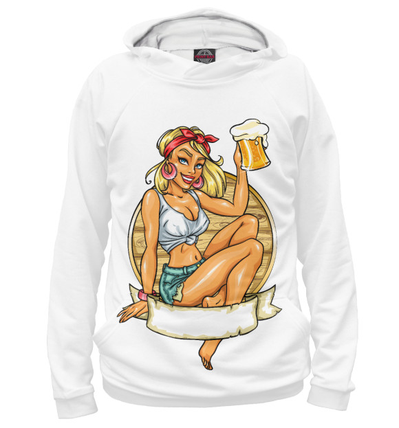 Мужское худи с изображением По пивку цвета Белый