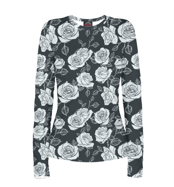 Женский лонгслив с изображением Розы цвета Белый