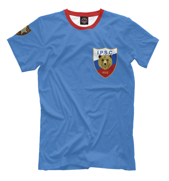 Мужская футболка с изображением Practical Shooting Russia (Kryuchin Style) цвета Грязно-голубой