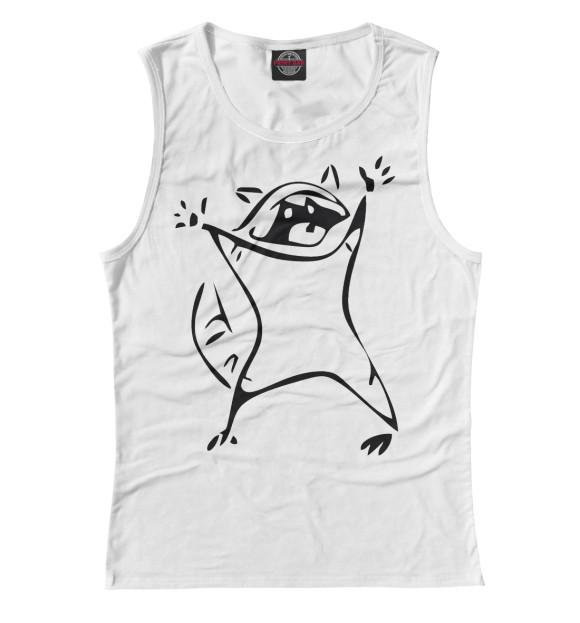 Женская майка с притом Енот цвета Белый Женская майка с изображением Енот цвета Белый