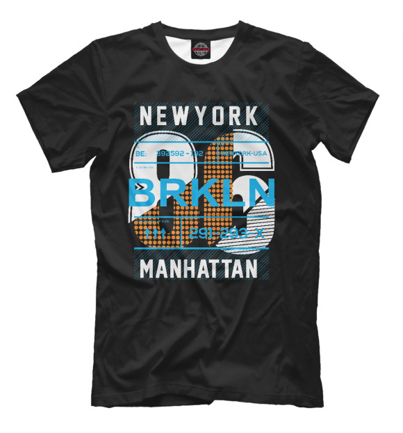 Мужская футболка с изображением Бруклин Нью-Йорк цвета Черный