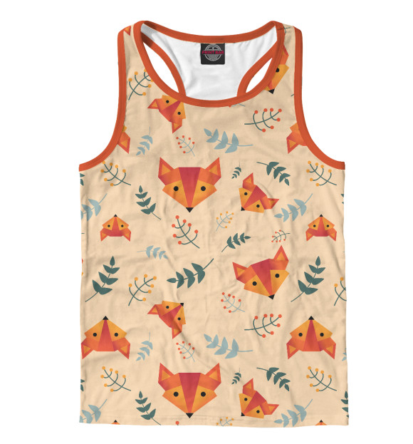 Мужская майка-борцовка с изображением Fox! цвета Белый