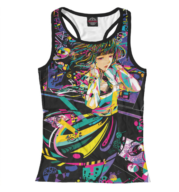 Женская майка-борцовка с изображением Аниме музыка цвета Белый