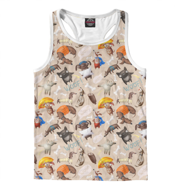 Мужская майка-борцовка с изображением Dogs цвета Белый