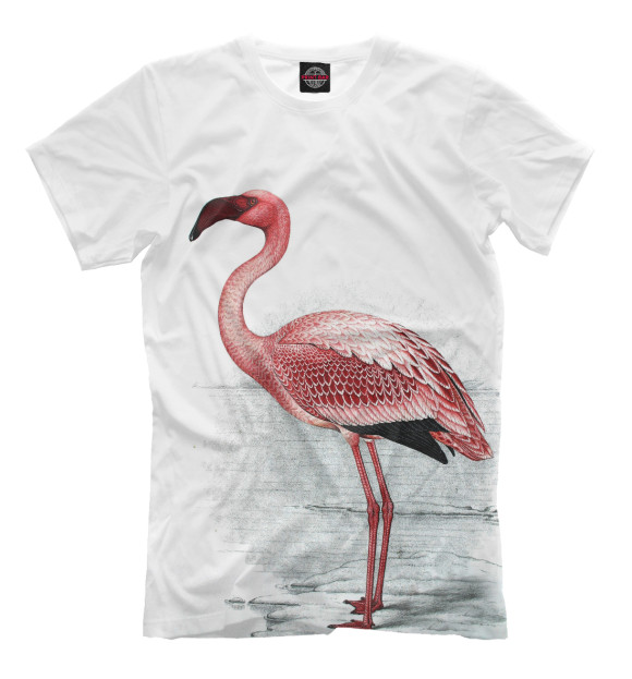 Мужская футболка с изображением Фламинго цвета Молочно-белый