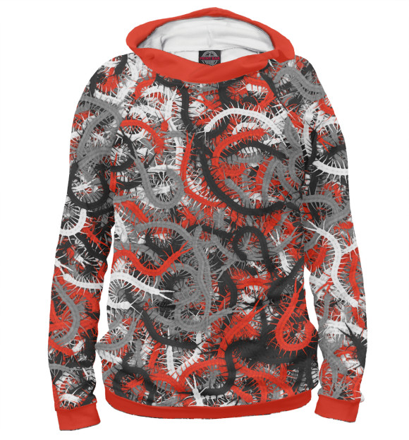 Мужское худи с изображением Сколопендры цвета Белый