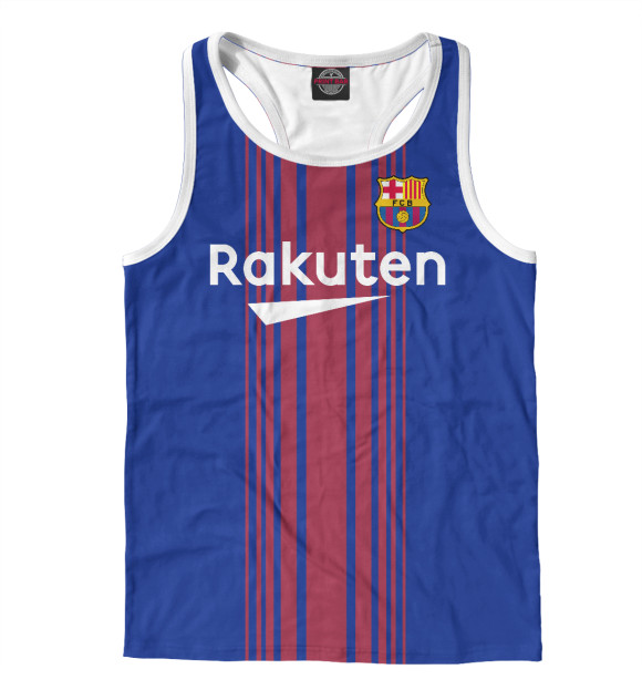 Мужская майка-борцовка с изображением Barcelona Домашняя-Месси 10 цвета Белый