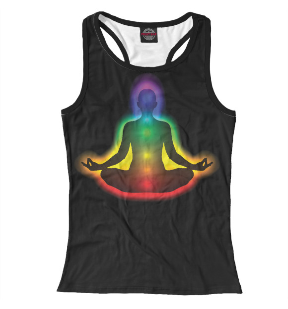 Женская майка-борцовка с изображением Медитация цвета Белый