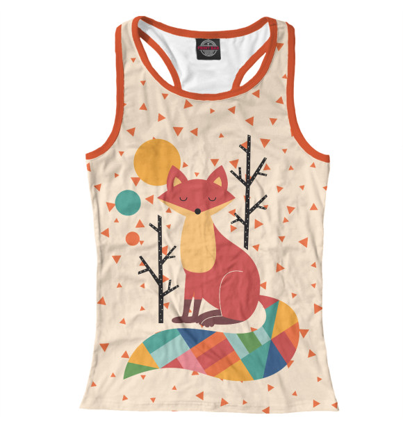 Женская майка-борцовка с изображением Осенняя лисичка цвета Белый