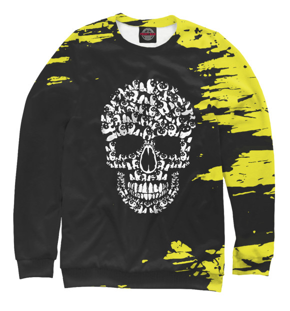 Свитшот для девочек с изображением Halloween Panda Bear Skull цвета Белый