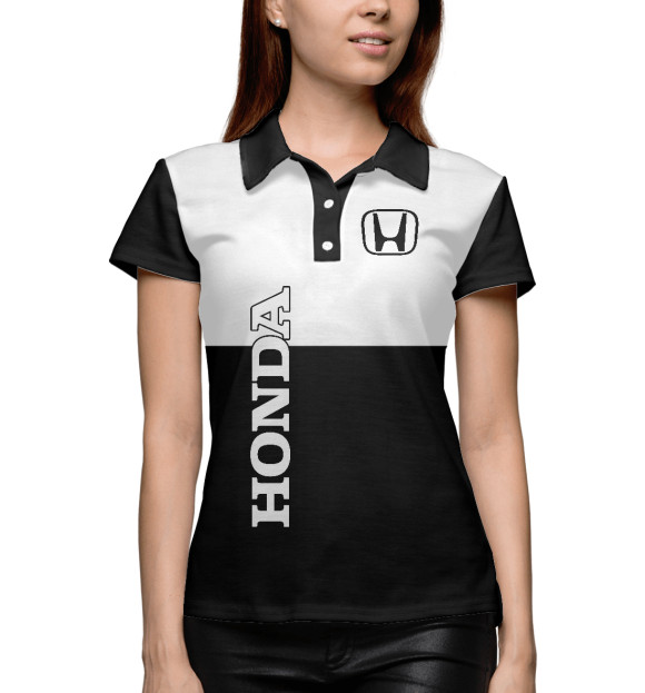 Женское поло с изображением Honda цвета Белый