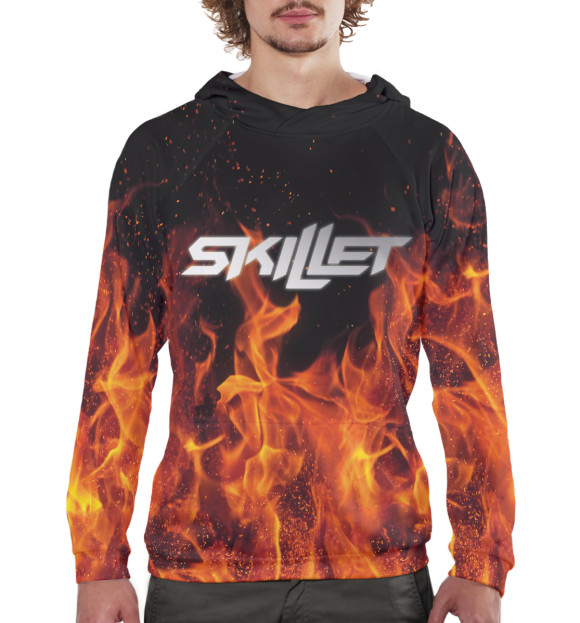 Мужское худи с изображением Skillet цвета Белый