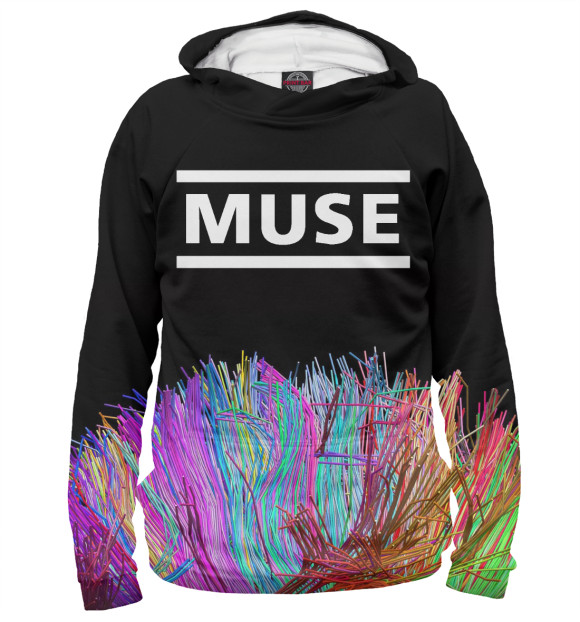 Мужское худи с изображением Muse цвета Белый